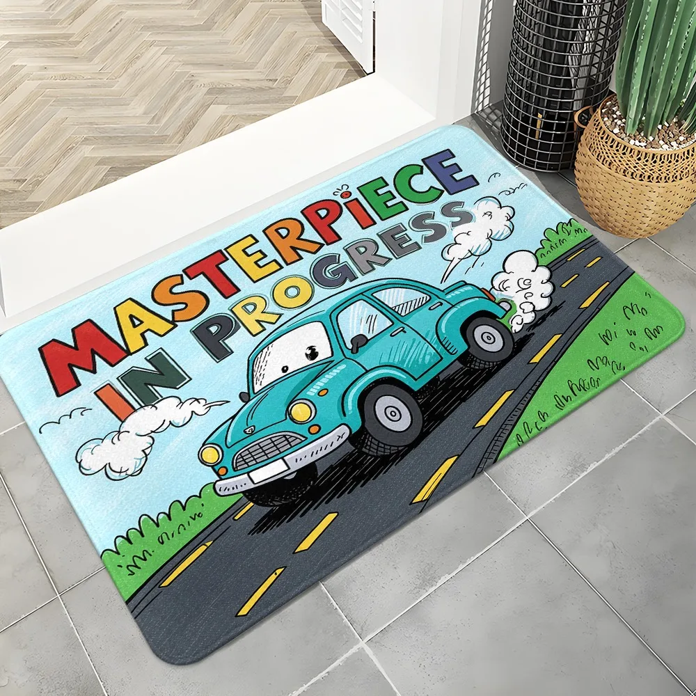 Masterpiece in Progress Car Art Doormat Bathroom Mat Entrance Rug for Kitchen Hallway Home Decor