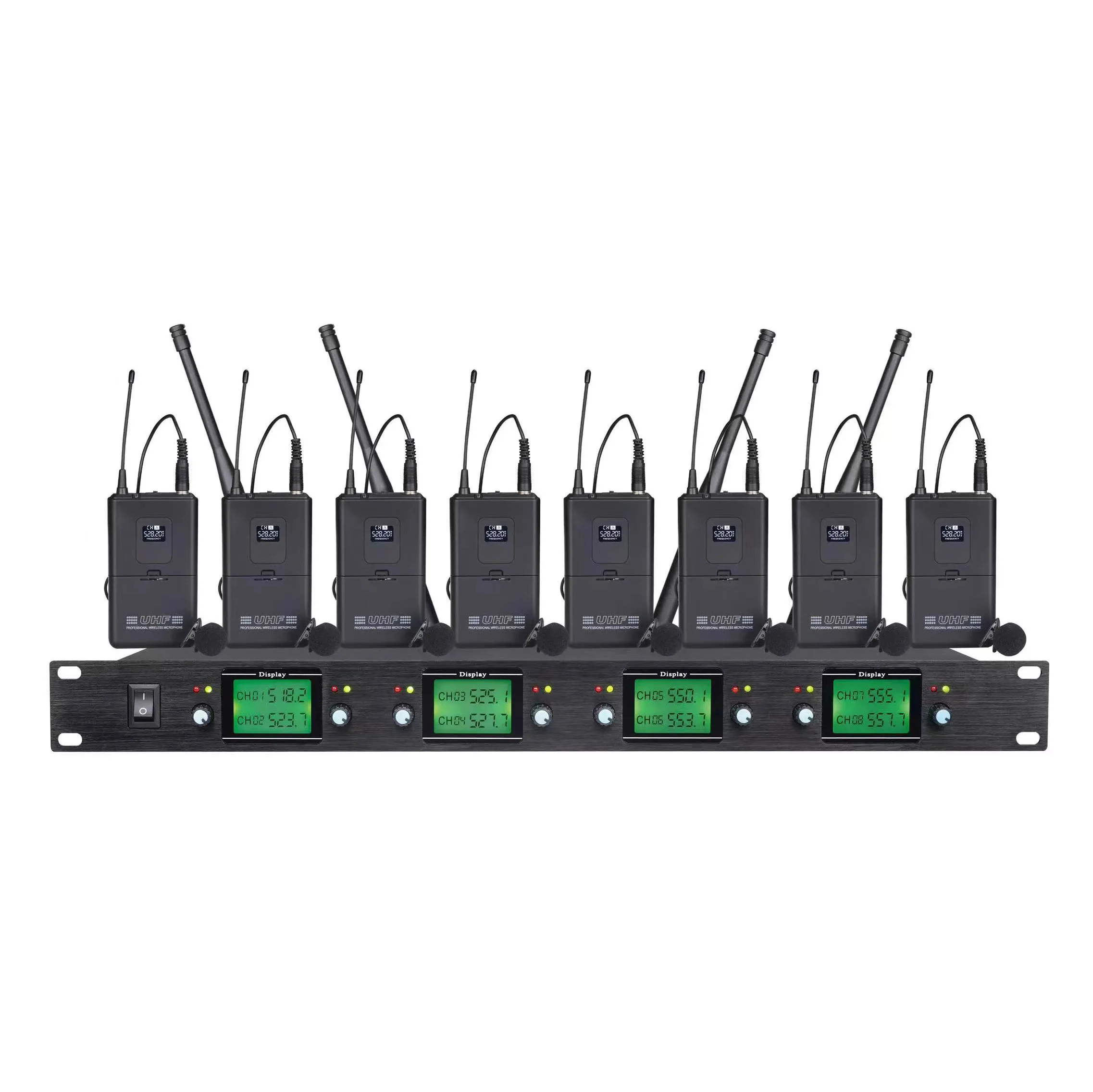 

Hot Selling Professional 8-Channel UHF Wireless Mic System Cardioid Lapel Interview Conference System Handheld Microphone Metal