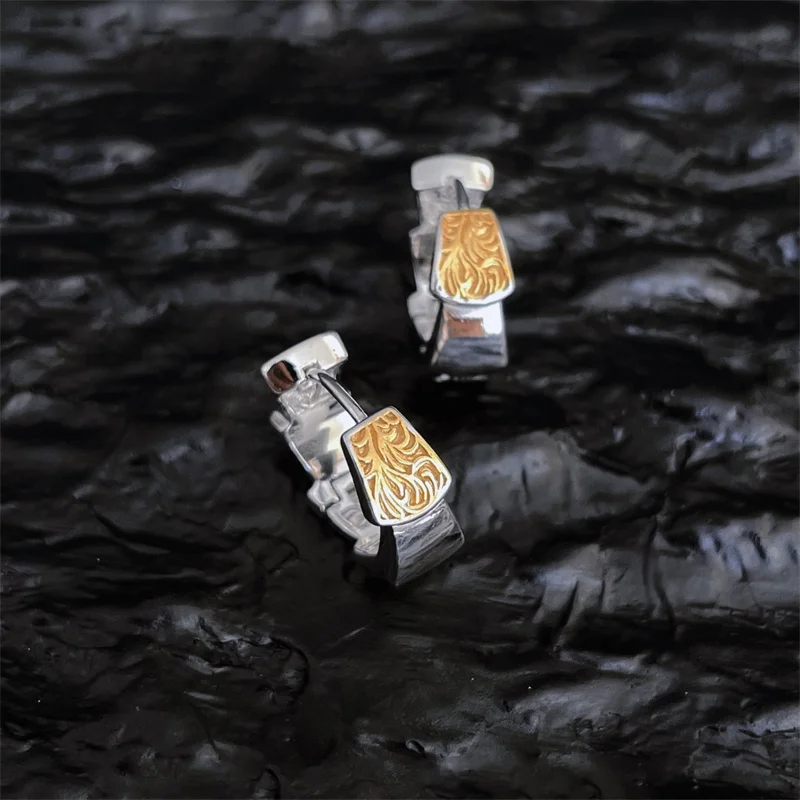 Trendy Gold Silver Collision Ear Buckle Women Jewelry Exquisite Lines Flower Earrings Male Personality Ear Accessories