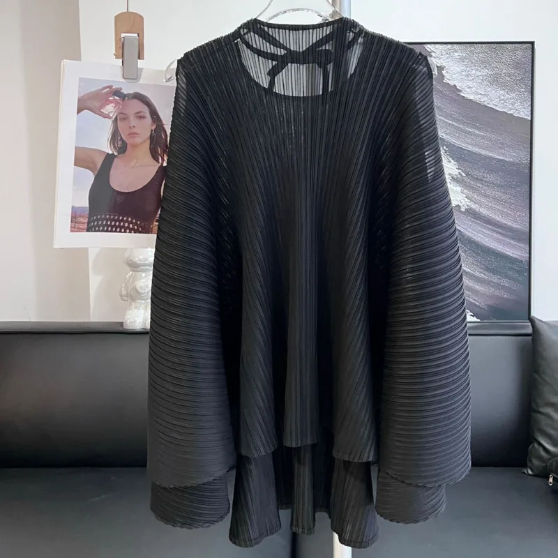 YFPF Mode Off Schulter Design Plissee Bluse Für Frauen Rollkragen Einfarbig Lose Pullover Tops Casual 2025, Sommer 3A302