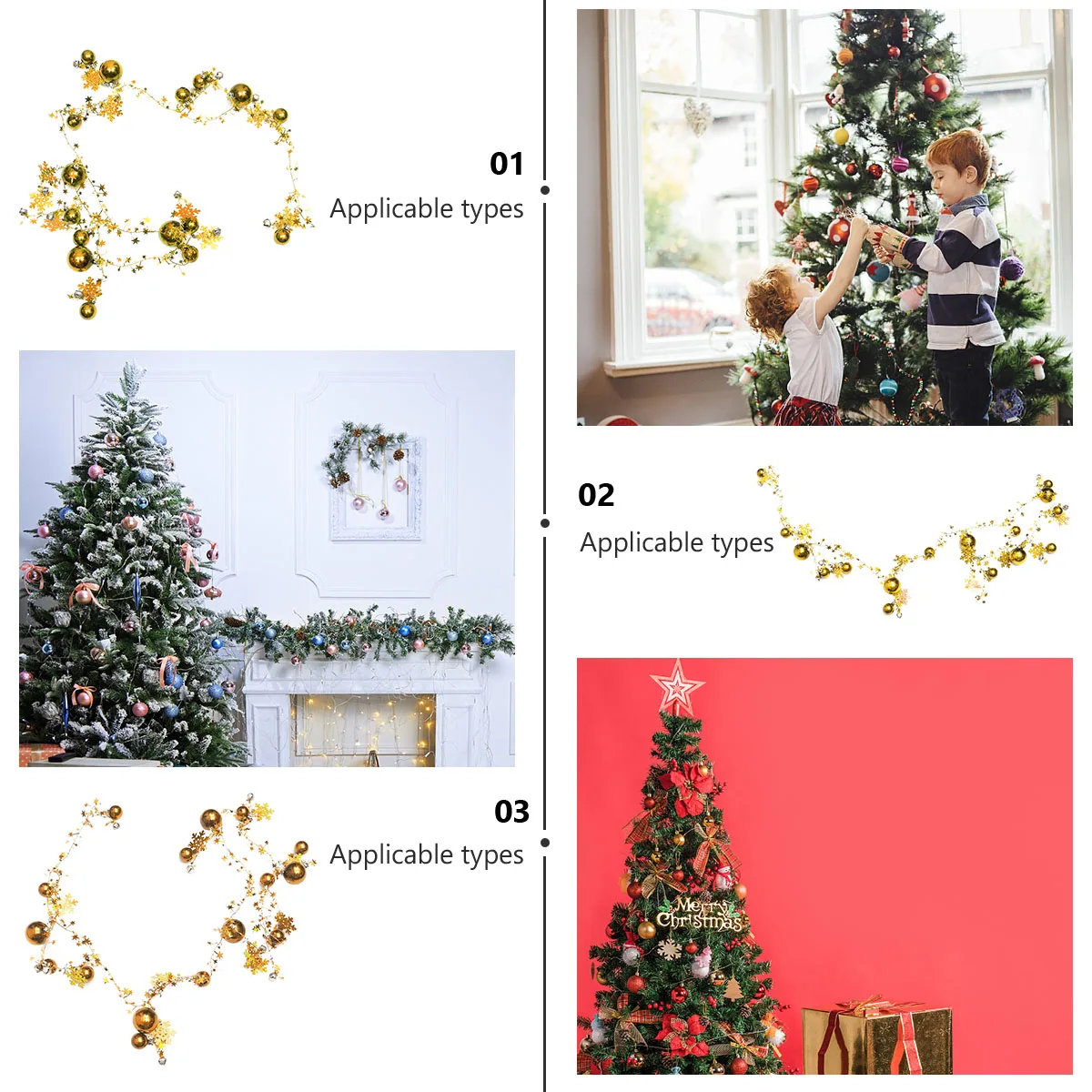 

Bell Ball String Wired Ornament Garlands Xmas Christmas Tree Accessories Decoration Mini Small Ornaments