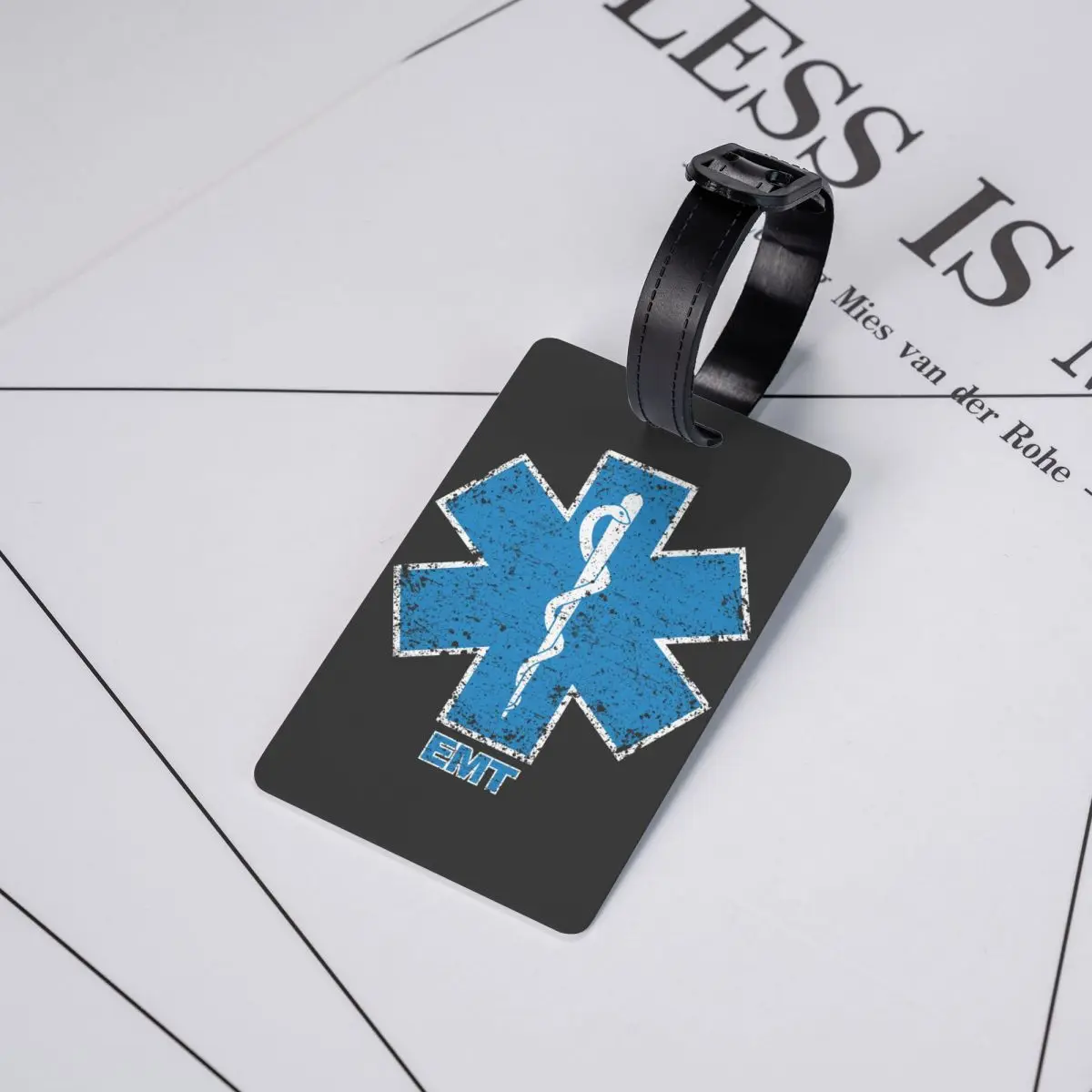 Custom Emt Star Of Life Bagagelabel Privacybescherming Paramedicus Ambulance Bagagelabels Reistas Met Koffer