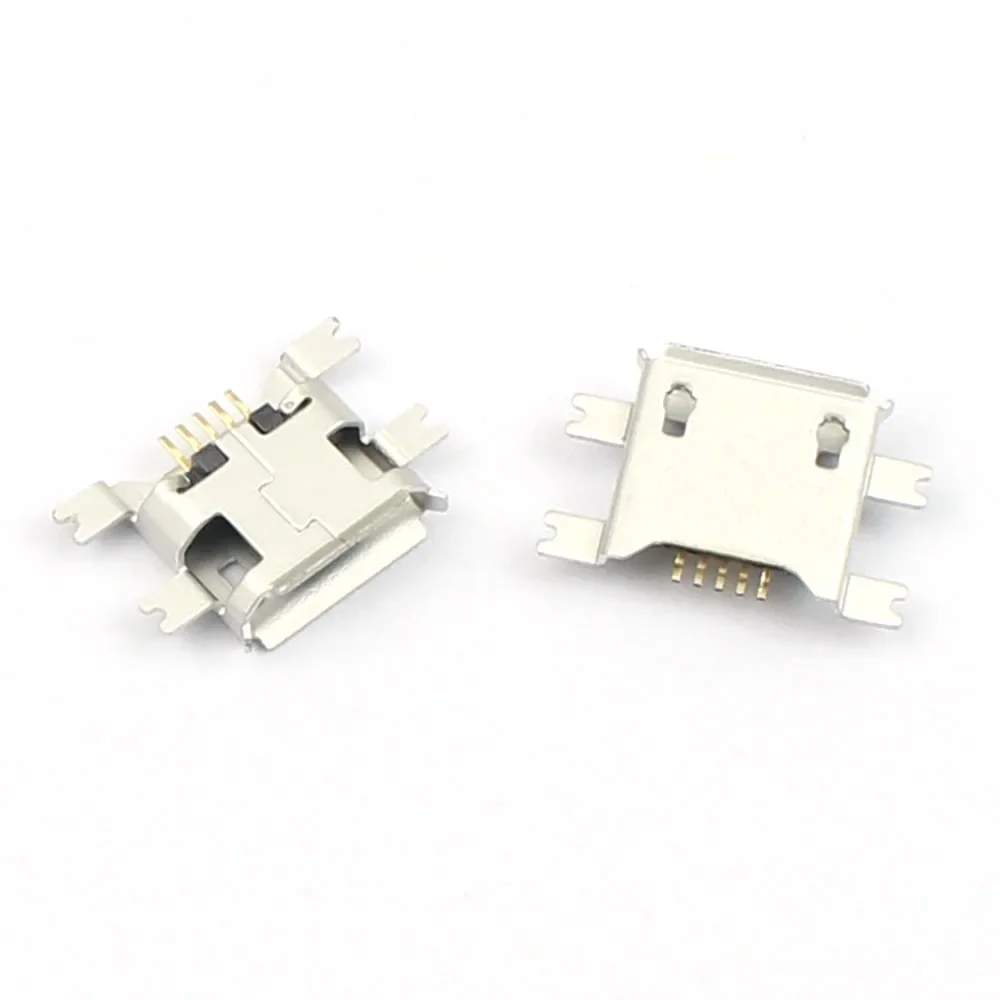 50pcs Micro USB Connector 5P Female SMD SMT DIP 5 Pin Type B Ejector 2 4 Legs Mount Jack Charging Socket Power Plug Port Flat