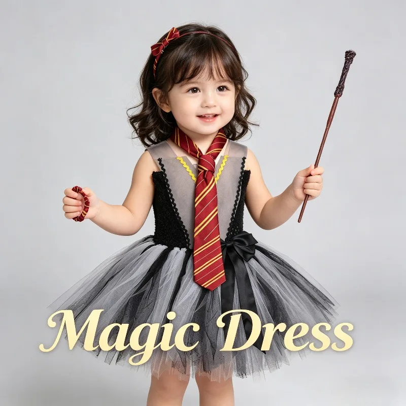 

British College Style Plaid Mesh Tutu Dress Halloween Cosplay Retro Academy Fluffy Tulle Carnival Party Performance Outfit