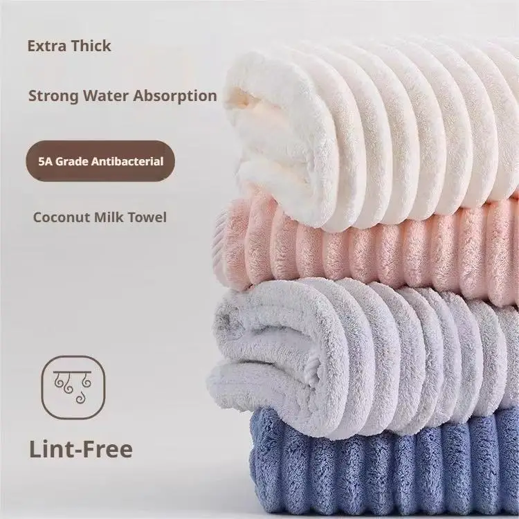 70x140cm Coral Fleece Bath Towel Super Absorbent Quick Drying Microfiber Towel, Lightweight Multi Functional for Beach Gym Home