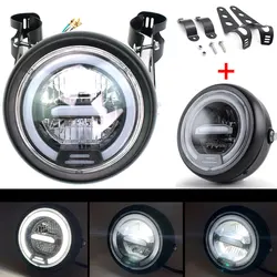 6.5 inch Motorcycle Led Headlight Retro Round Head Light Daytime Lamp for Harley Sportster Cafe Racer Bobber Honda Yamaha Suzuki