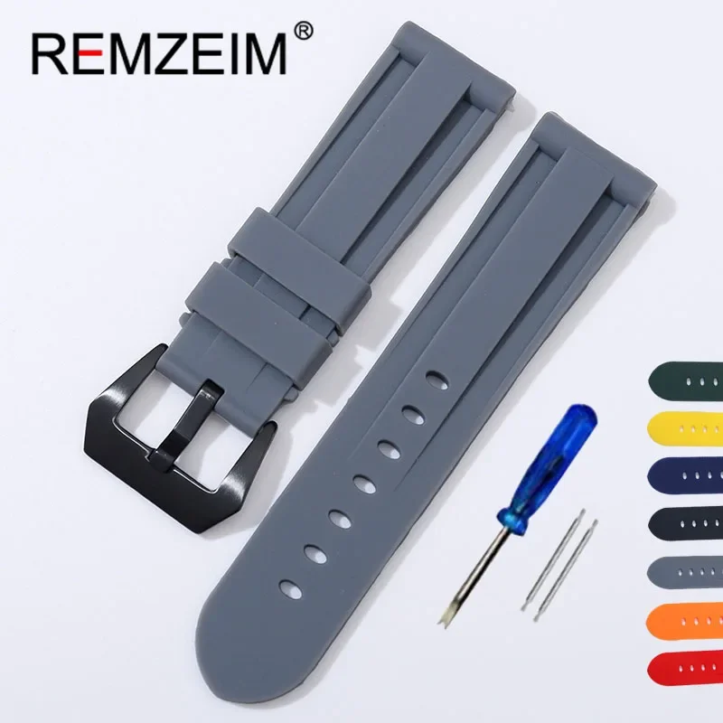 High Quality Silicone Watch Band Yellow Green Black Rubber Watch Strap 22mm 24mm 26mm Watch Strap Replacement Watchbands