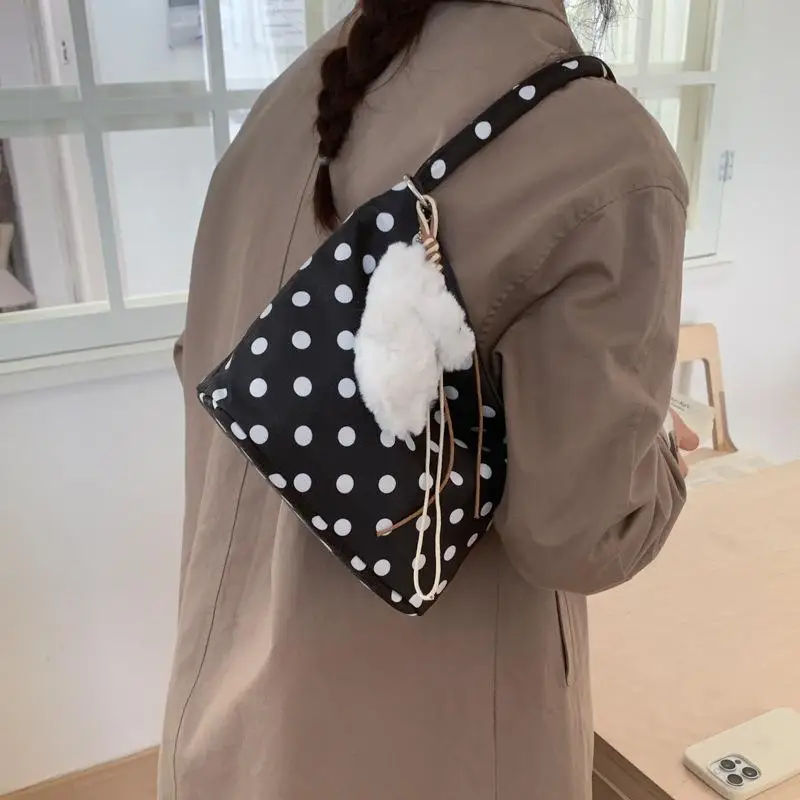 Women's Chic Polka Dot Convertible Tote Bag Shoulder Handbag For Travel Work Daily Use ****
