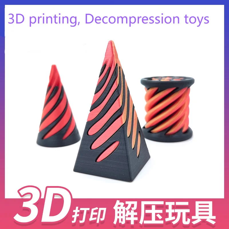 

3Pcs 3D Printed Spiral Cone Toy Intelligence Development Spiral Cone Fingertip Toys Cone Decompression Vortex Thread Desk Decor