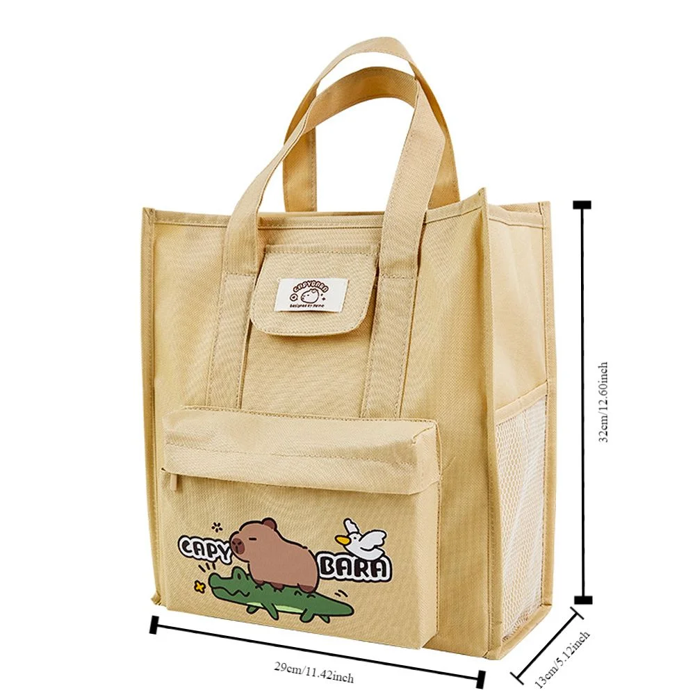 Oxford Cloth Capybara Tote Bag Cartoon Multiple Pockets Student Tutorial Bag School Supplies Large Capacity