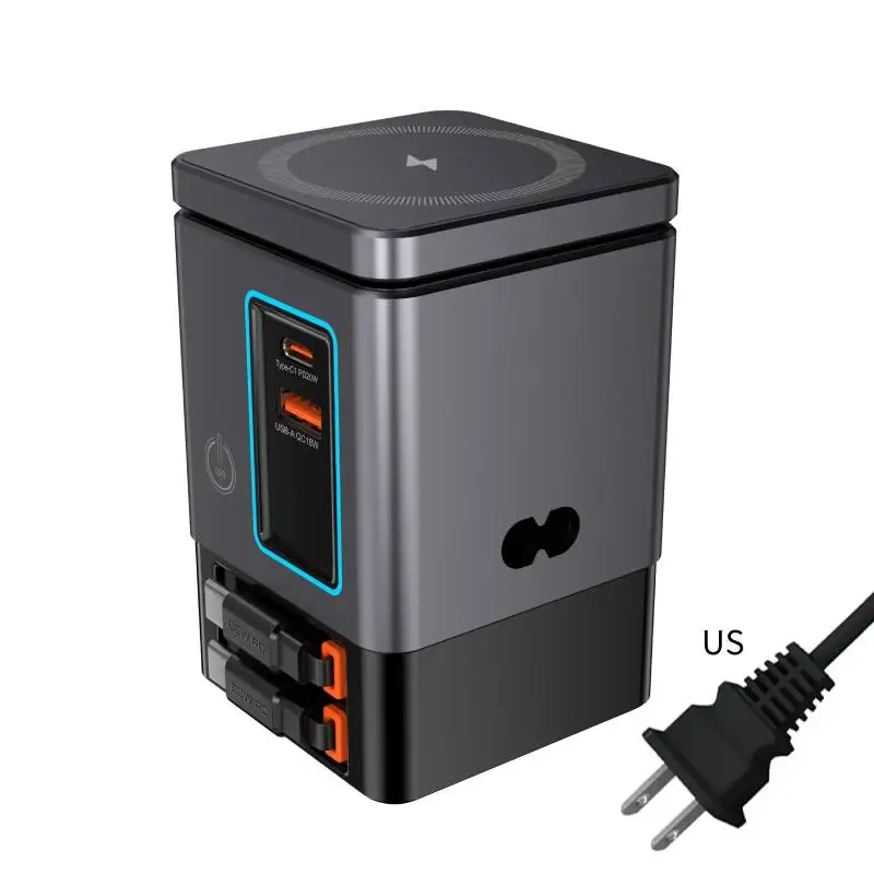 ILEPO 6-in-1-Ladestation mit einziehbarem USB-C-Kabel, Power Combo Tower 105 W, für mehrere Geräte, Schnellladegerät für iPhone Airpod 7