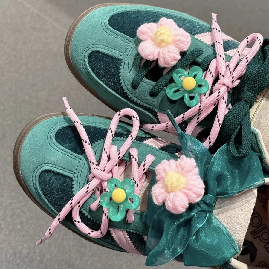Organza Shoelaces Combine Hollow Irregular Flower Laces Buckles DIY Decorat DE Training Shoes Sneakers Shoes Chiffon Laces