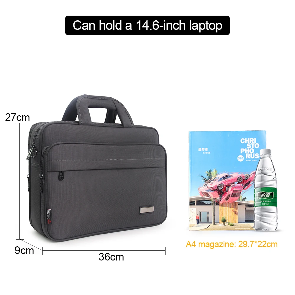 Grote Capaciteit Aktetas Business Mannen 14 Inch Laptop Notebook Tas Canvas Handtassen Schouder Heren Kantoortassen Oxford Stof