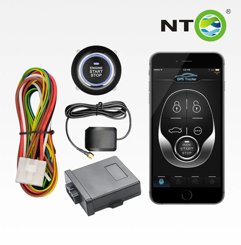 

NTO Car Alarm System Engine Start Push Button Gps Gprs Security Mobile Control Pke Free App Starter For Car Cooling Warm-Up