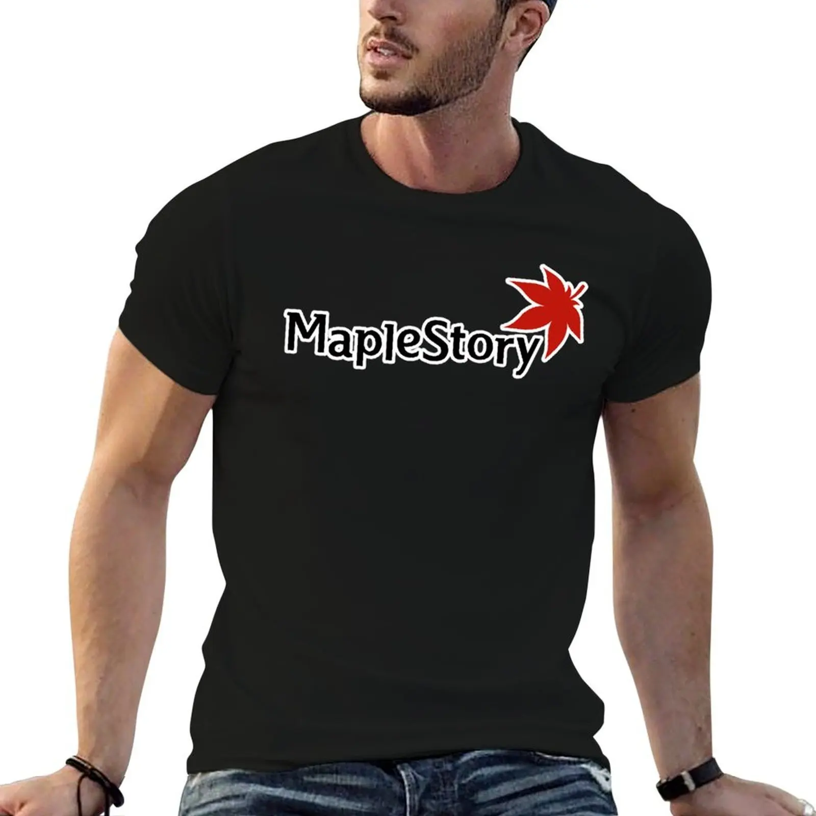 Maplestory Title logo! Active T-Shirt oversized summer top mens clothing