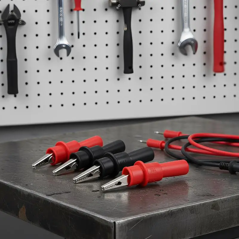 Multimeter Test Leads 4Pcs with Insulated Alligator Clips Non-Slip Handle for Mobile Phone Repair Work