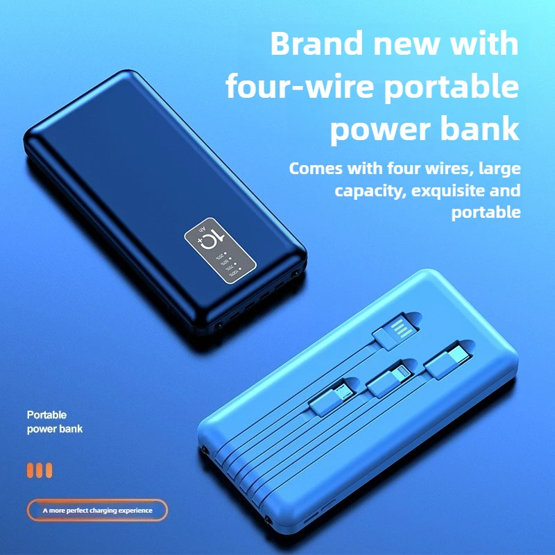 

New Model 20000mAh Large-capacity Power Bank Portable Mobile Power Supply Power Bank with Built-in Four Cables