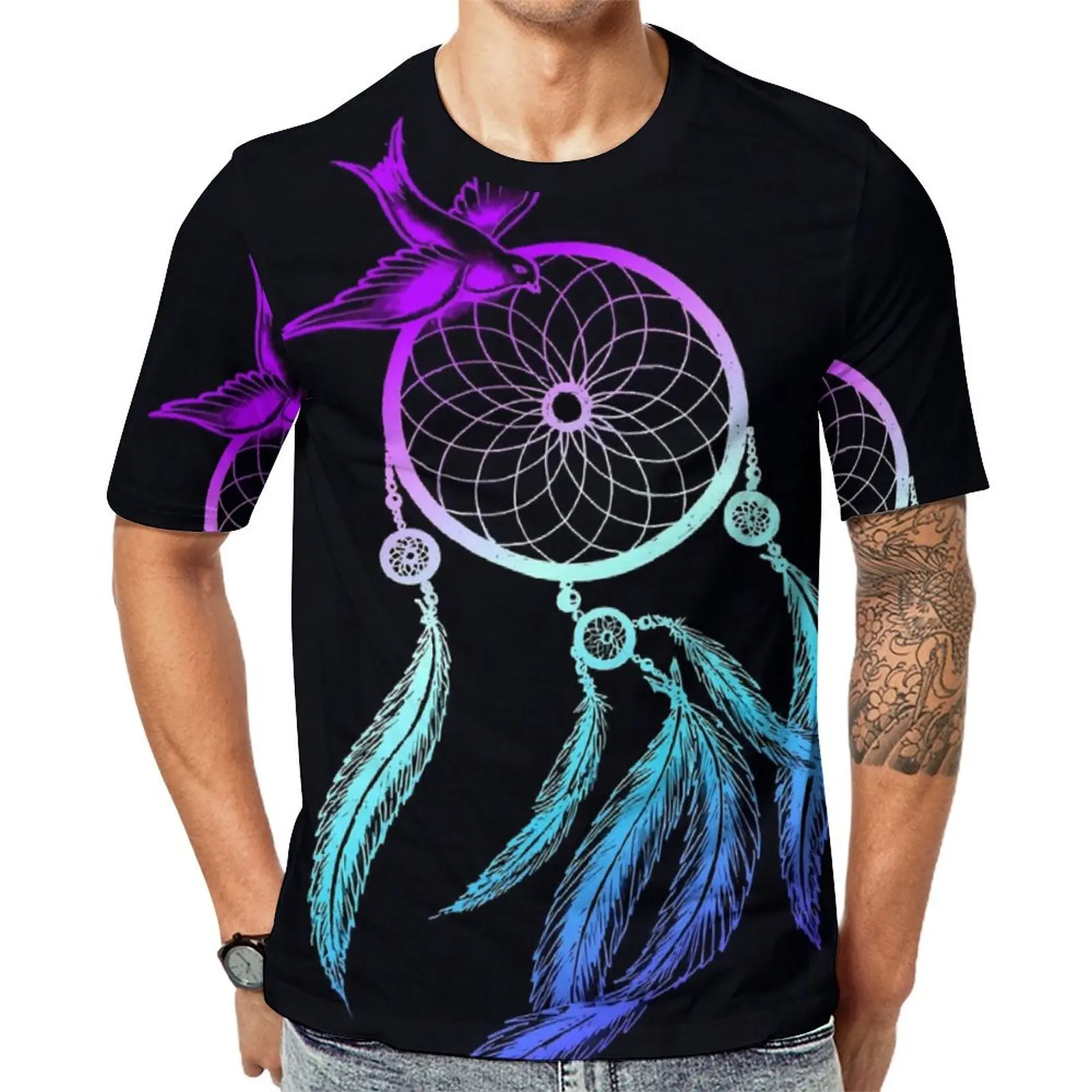 Dream Catcher T-Shirt Colorful Print Fashion T Shirts Short Sleeves Tshirt Dropshipping Summer Streetwear Oversized Top Tees
