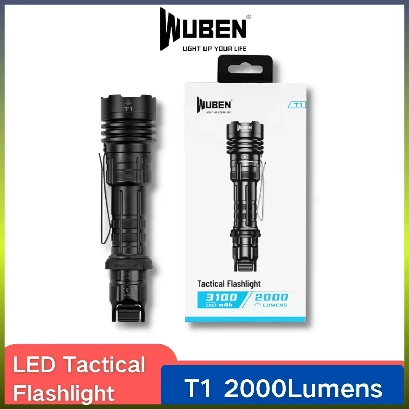 wuben luminus sst40 lanterna tatica led 2000lumens tipo c lanterna recarregavel com bateria 18650 t1 01