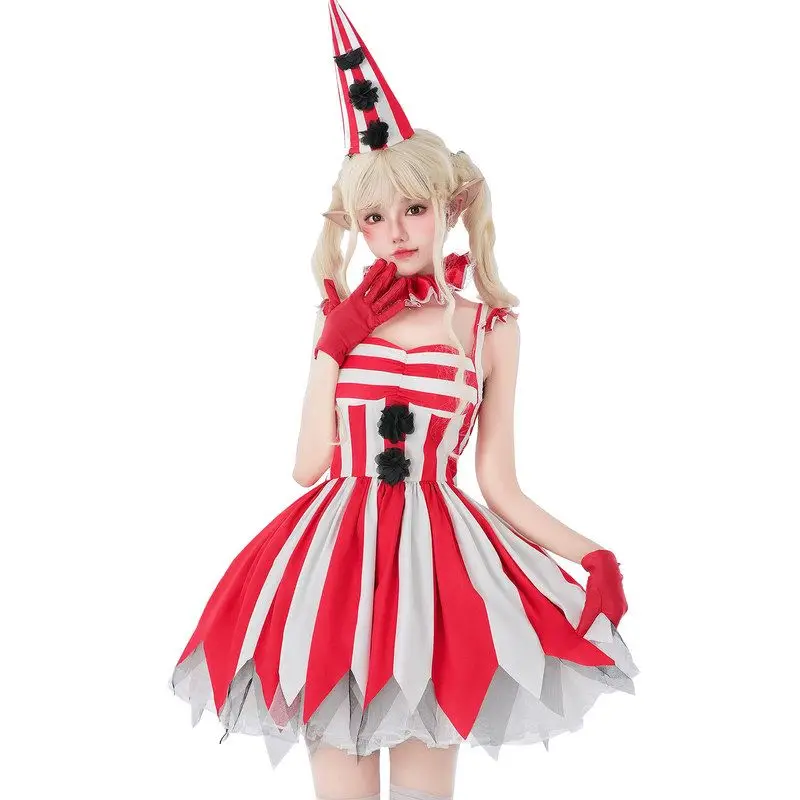 Disfraz de Payaso de Circo para Halloween, Vestido de Payaso Malvado, Muñeca Terrorífica, Vestido Rojo, Disfraz Étnico para Escenario, Invierno 2025