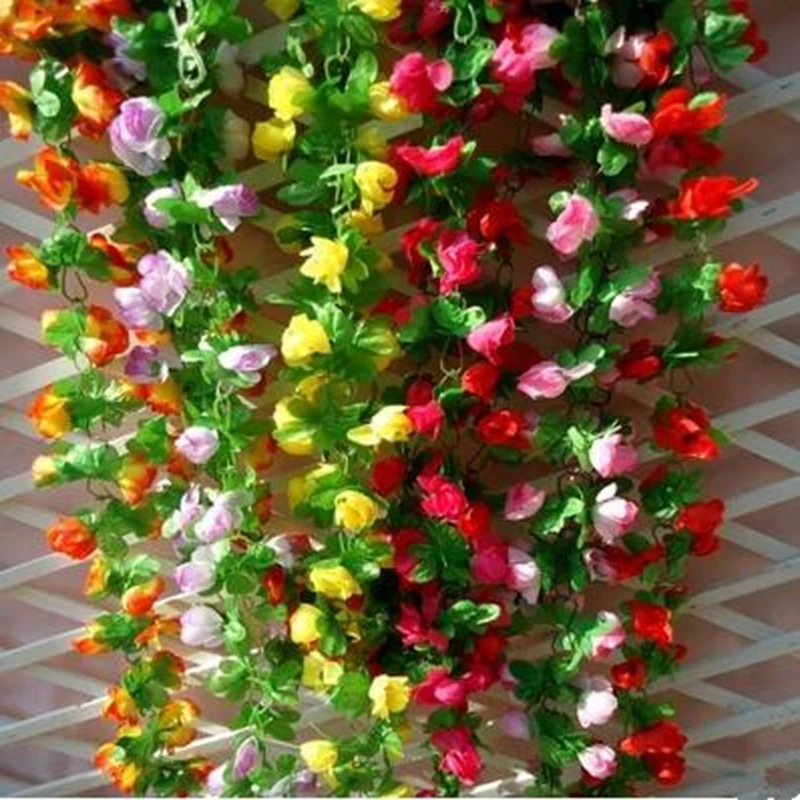 Artificial Flowers The simulation of Rhododendron  flower / leaf rattan / string // silk rattan cane simulation