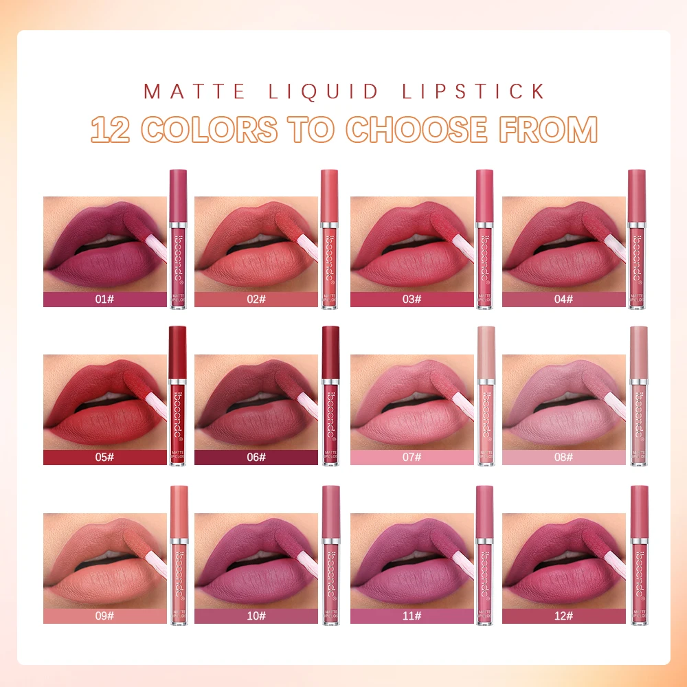 Nude matte lable gloss 12 cores de longa duração veludo batom impermeável não-fade antiaderente copo batons feminino maquiagem cosméticos