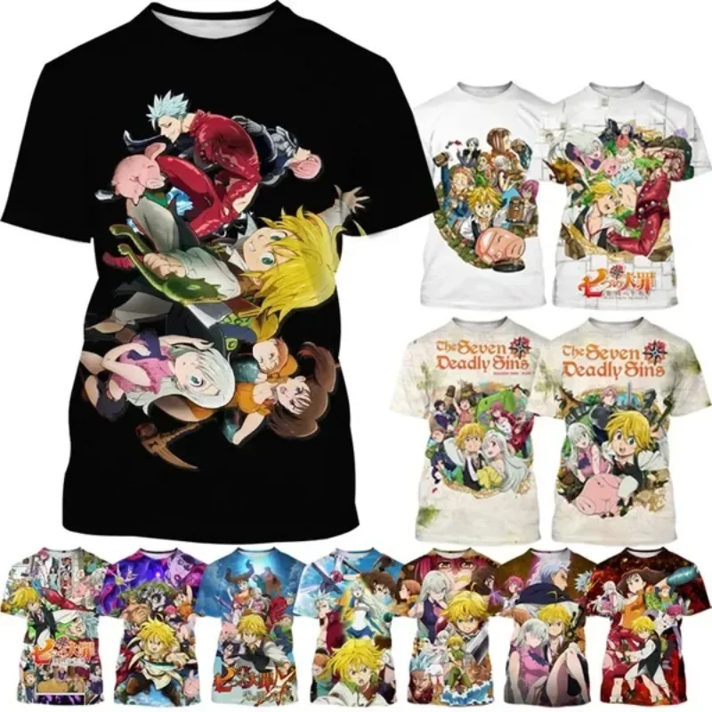 

Anime The Seven Deadly Sins 3D Print Casual Unisex Short Sleeve Shirts for Men Summer Fashion Haikyuu Graphic T-shirt Y2k