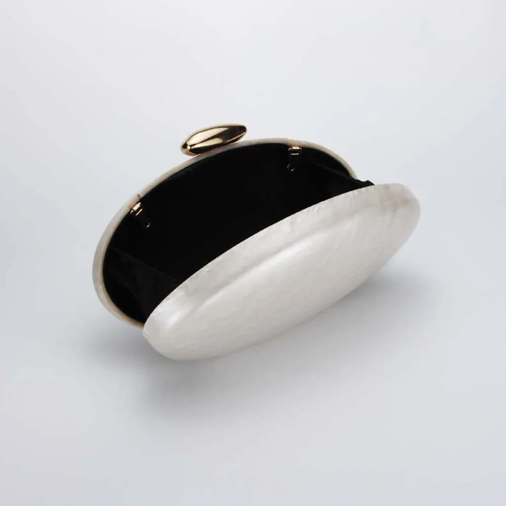 حقيبة يد نسائية بيضاوية من الأكريليك للسهرة حقيبة كروس عادية فاخرة بسلسلة طويلة تناسب الهاتف لحدث حفلات الزفاف والولائم