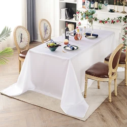 White Satin Retangle Table Cloth, Toalha de mesa para mesa do hotel, festas de aniversário, jantar de feriado, banquete de casamento