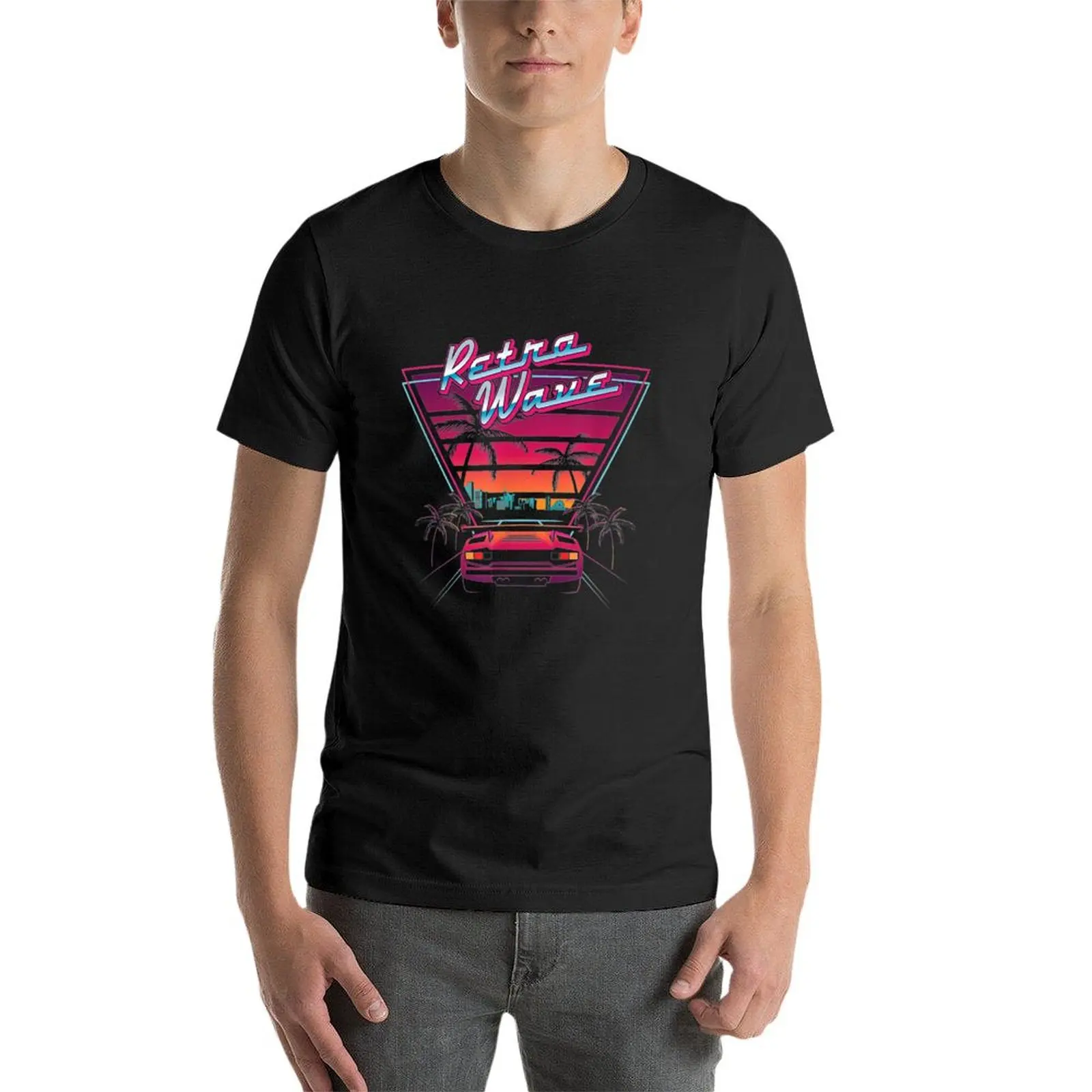 80s Vintage Retro Wave Synthwave Love Retro Wave Miami Beach T-Shirt summer tops shirts graphic tees Short sleeve tee men