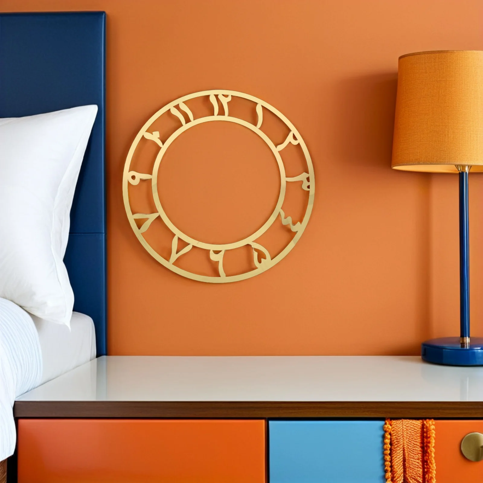 

2Pcs Round Acrylic Mirror Wall Clock Face Stickers Easy Install Wall Clock Decals for Living Room Bedroom Circle Mirror Sticker