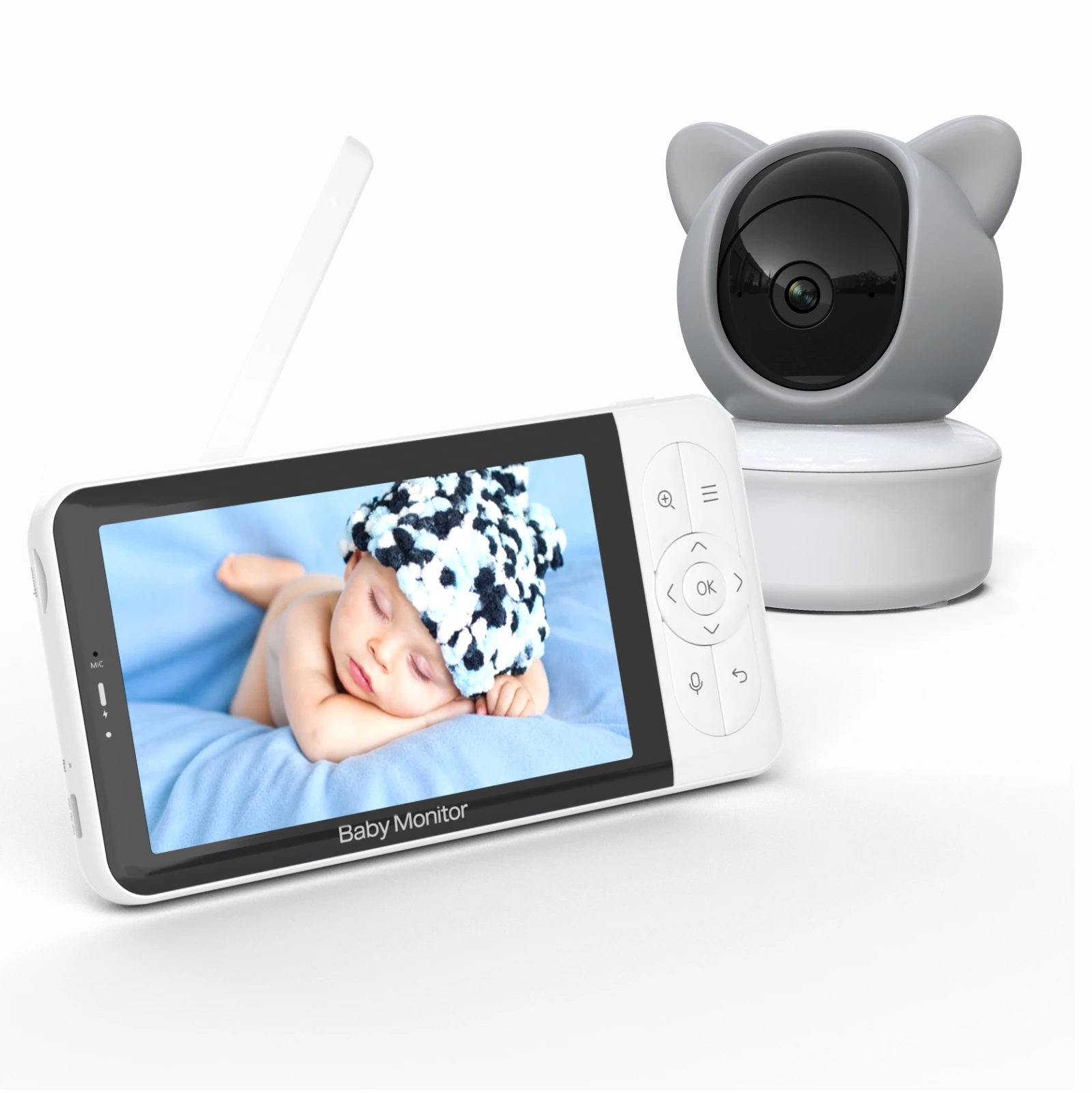 5Inch 2MP 1080P  APP Remote Control WIFI  Baby Camera Wireless PTZ Temperature Humidity Display Baby Monitor Nanny Cam Babysitte