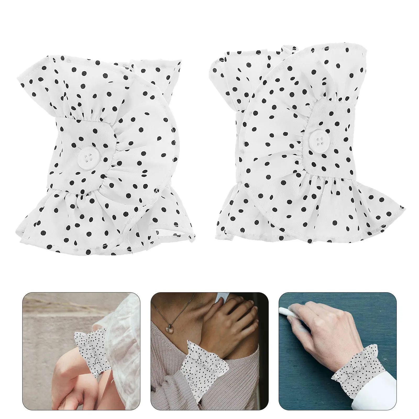 

1 Pair Ruffle Wrist Cuffs for Women Detachable Elastic Sleeve Cuff Decorative Fake Sleeves Trim Sleeve Cuff Dress Costume