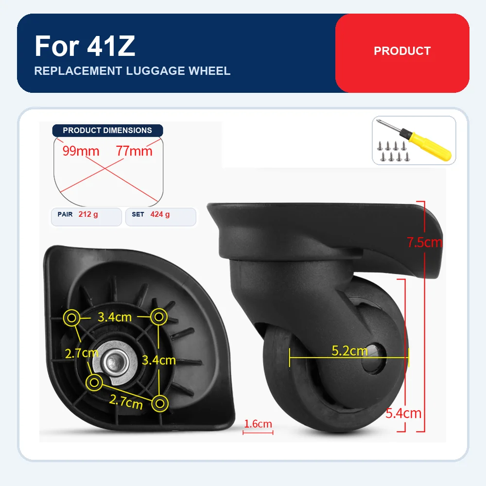 Black Replacement Luggage Wheel For American Tourister 41Z For Hongsheng A-52 For Swiss Military A-52 Caster Repair Part