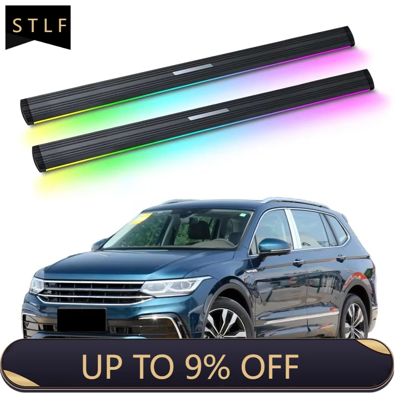 

Electric Running Boards Retractable Aluminum Alloy Neon LED Lights For VW Tiguan L 2017+ SUV Side Steps with Carry Bag
