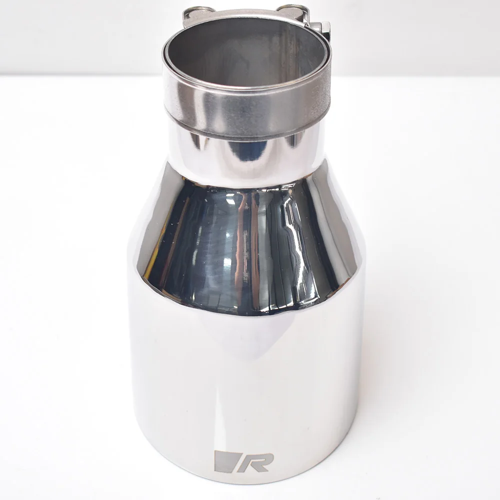 R Car Universal 304 Stainless Steel Bevel Edge System Muffler with Bright Shinny Exhaust Tip - End Pipe
