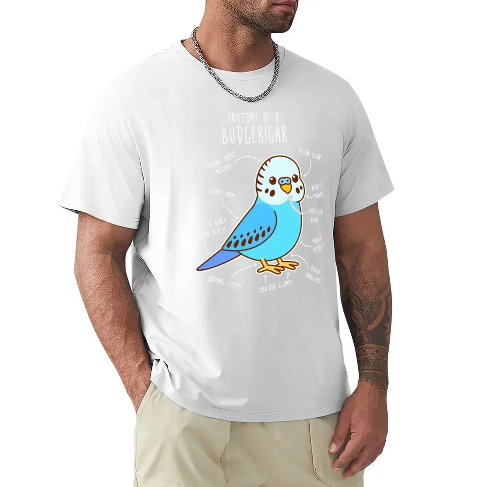 Blue Budgie Anatomy T-Shirt aesthetic clothes Blouse shirts graphic tees t shirts for men