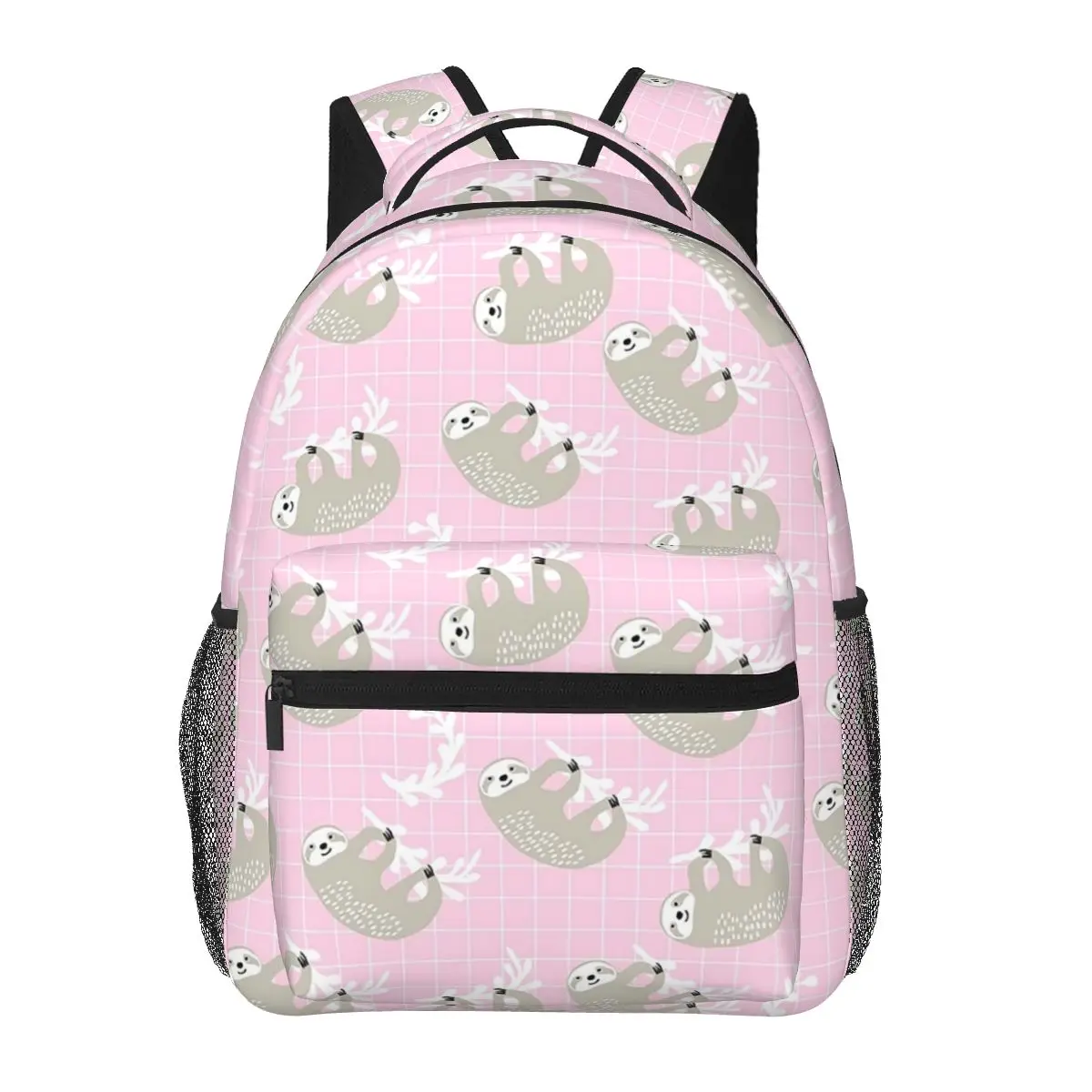 Cute Sloth Print On Pink Background Backpacks Boys Girls Bookbag Students School Bags Cartoon Travel Rucksack Shoulder Bag