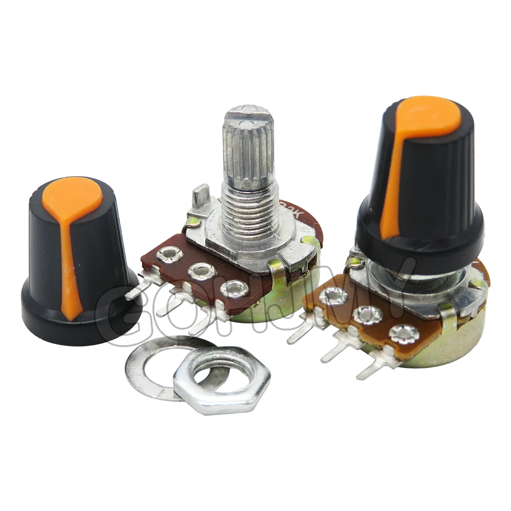 2Set WH148 3Pin 15mm Rotary Potentiometer Orange B1K B2K B5K 10K 20K 50K 100K 250K 500K 1M Wound resistor 1k- 1M Ohm For Arduino