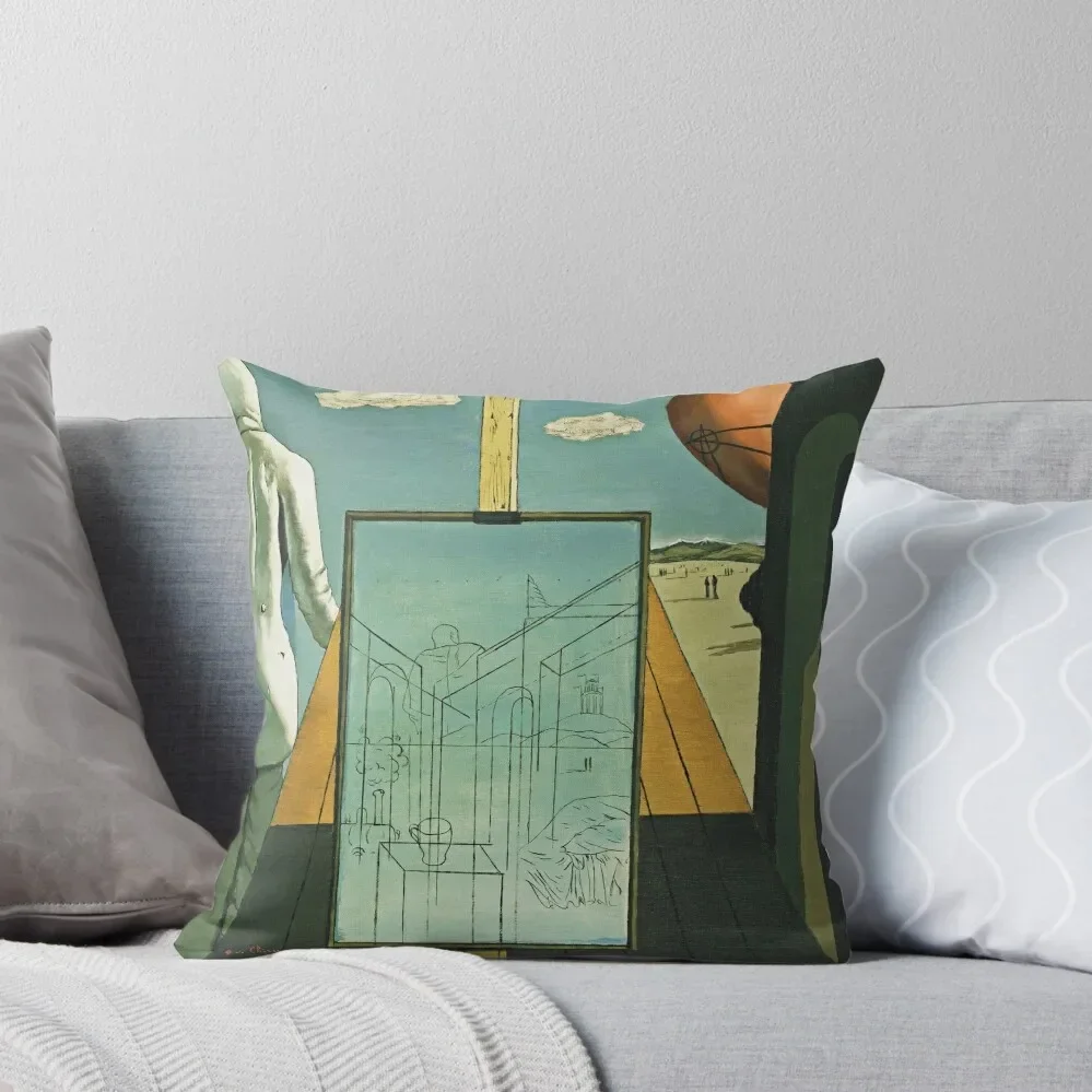 High Res - Art by Giorgio De Chirico 1888 -1978, Abstract Surrealism Throw Pillow Plaid Sofa pillow