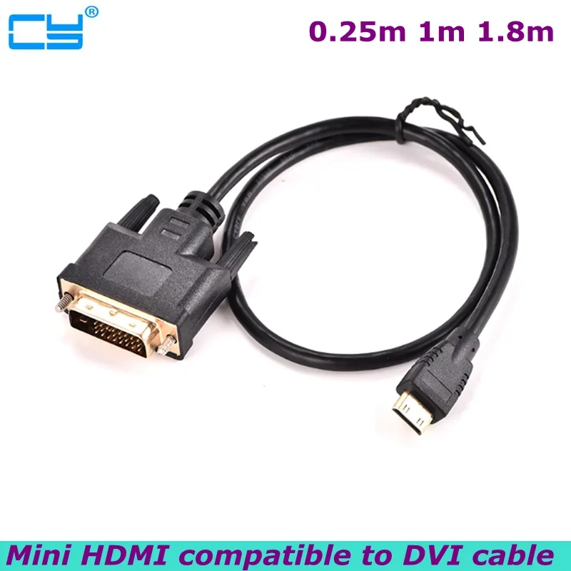 0.3M 1.8M Mini HDMI compatible to DVI 24+1 DSLR Camera Host Graphics Card Secondary Screen Mini to DVI Monitor Video Cable