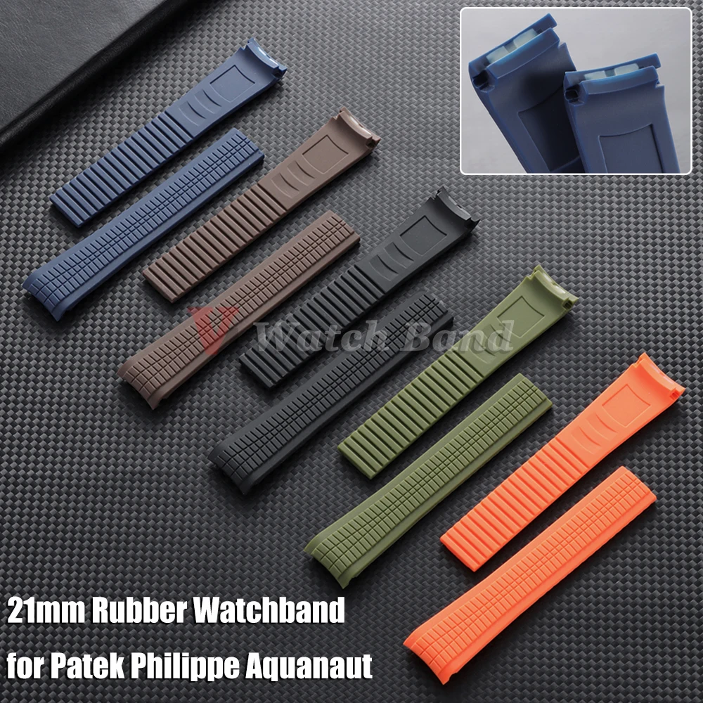 21mm Rubber Watchband for Patek Philippe Aquanaut 5164/5167 Colorful Straps Soft Silicone Waterproof Bracelet for Men Women Belt
