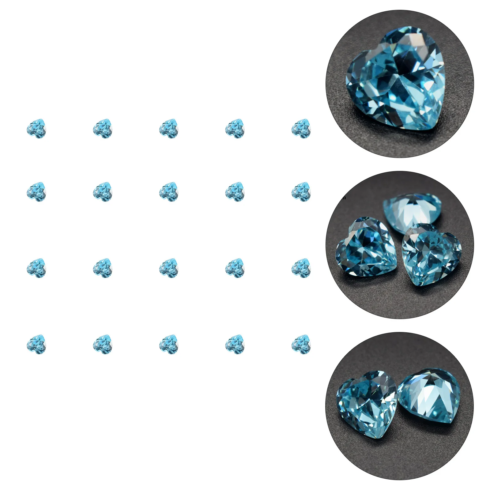 

20Pcs Zircon Crystal Stones Heart-Shaped Sky-Blue Color Premium DIY Crystal Stones for Crafting Gift Zircon Gemstone
