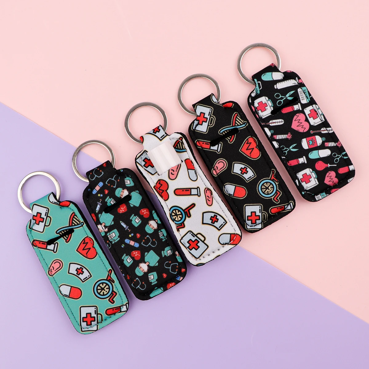 Medical Lipstick Holder Keychain Women's Keyring Multi-Functional with Lip Balm Pouch Bag Accessories Nurse Doctor Gifts