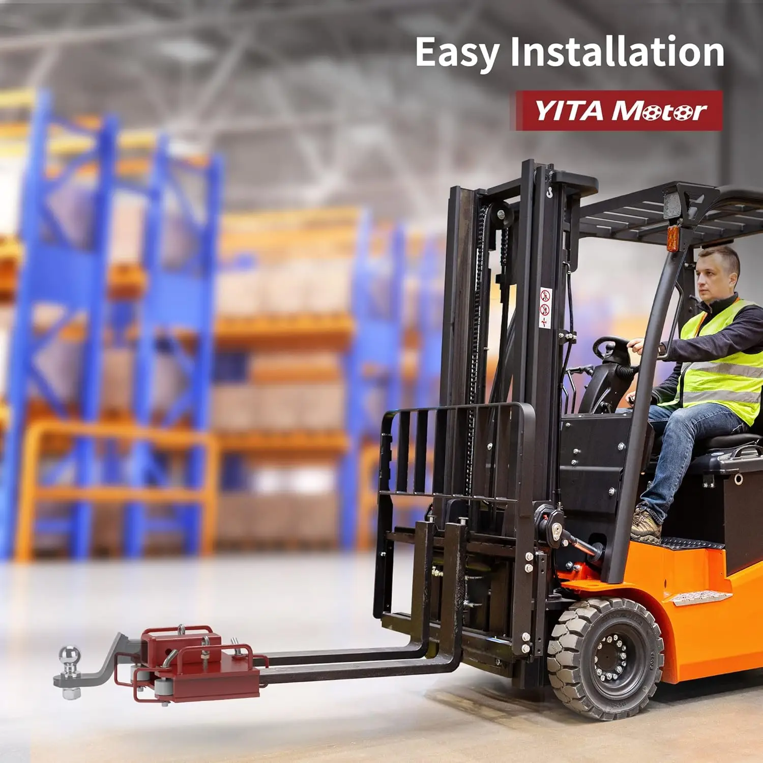 Forklift Towing Application, Metal Material, Black Color, 6500lbs Towing Capacity Forklift Tow Hitch Attachment Adapter