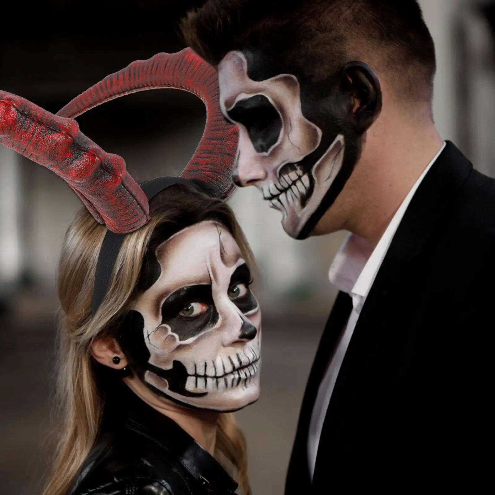 Halloween cosplay traje chifre do diabo bandana fita de cabelo carnaval máscara hairbands