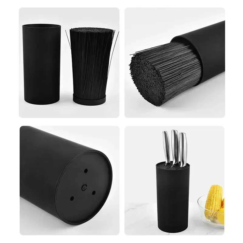 

Knife Block Holder Set Free Inserting Storage Plastic Knife Multi-Functional Universal Stand Kitchen Tool Storage Accessory