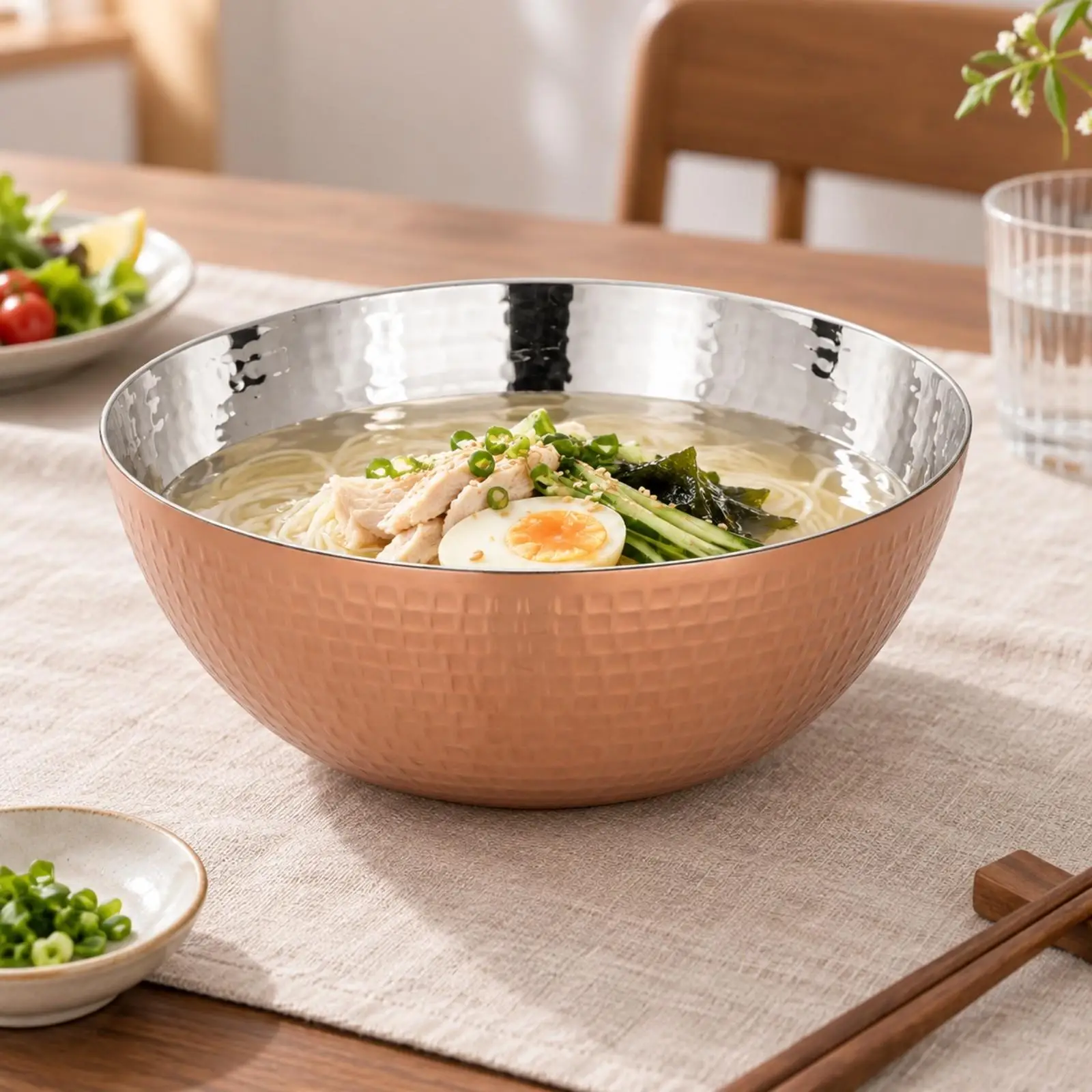Stainless Steel Serving Bowl for Noodles and Soup Large Metal Salad Bowl for Restaurant Hotel Family Kitchen