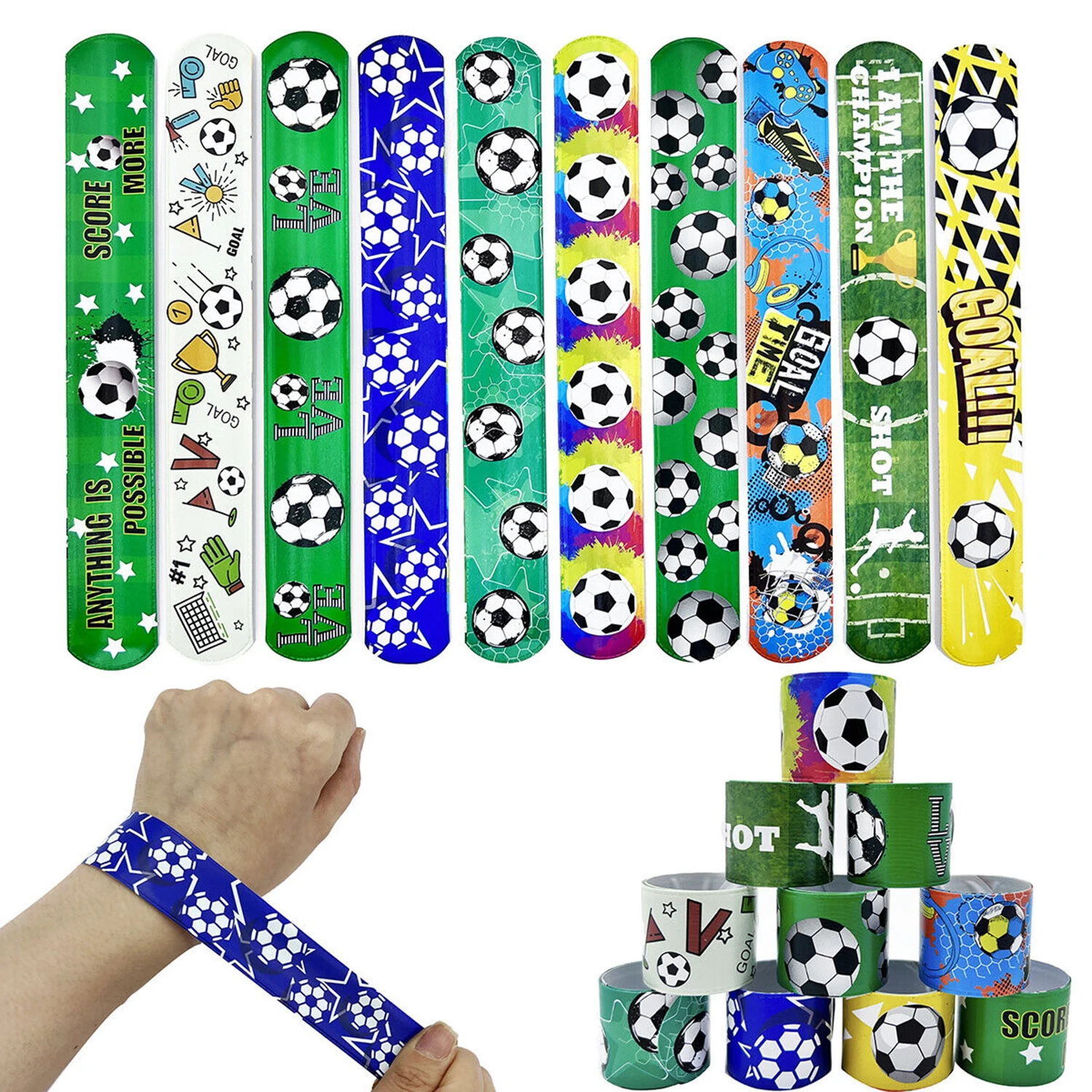 10/40 Pcs Snap Bracelets - Pinata Toy Loot/Party Bag Fillers Kids Pocket Slap Band Gift For Boys Girls Birthday Party Favors