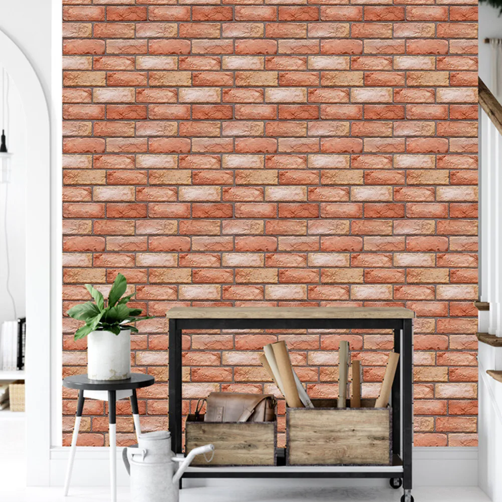 3D Brick Wall Stickers 2 Piece Self Adhesive PVC Wallpaper Panels for Home TV Wall Bar Cafe Decor